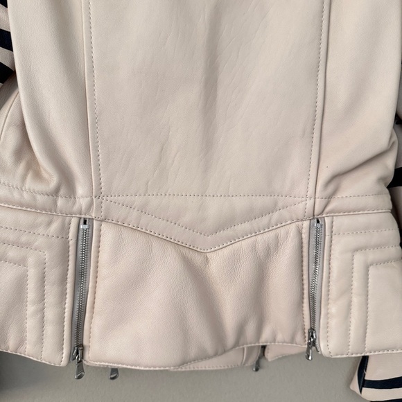 NWT 3.1 Phillip Lim nude zebra striped peplum motorcycle leather jacket … - Picture 10 of 13